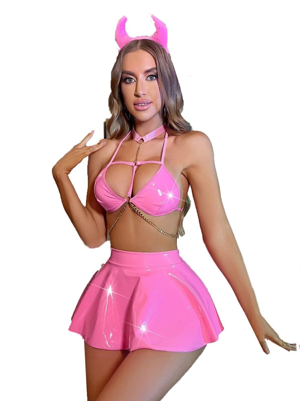 1929 Cosplay Costume Cute Suspenders Sexy Devil Costume Latex Dresses